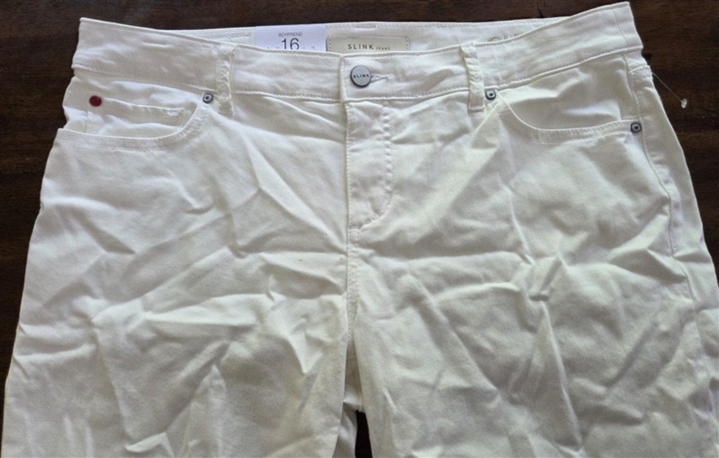 NWTD DIY Slink 16 Boyfriend Clare High Waist Curvy White Jeans #128208