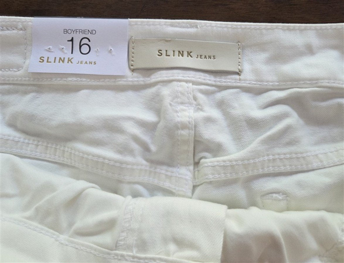 NWTD DIY Slink 16 Boyfriend Clare High Waist Curvy White Jeans #128208