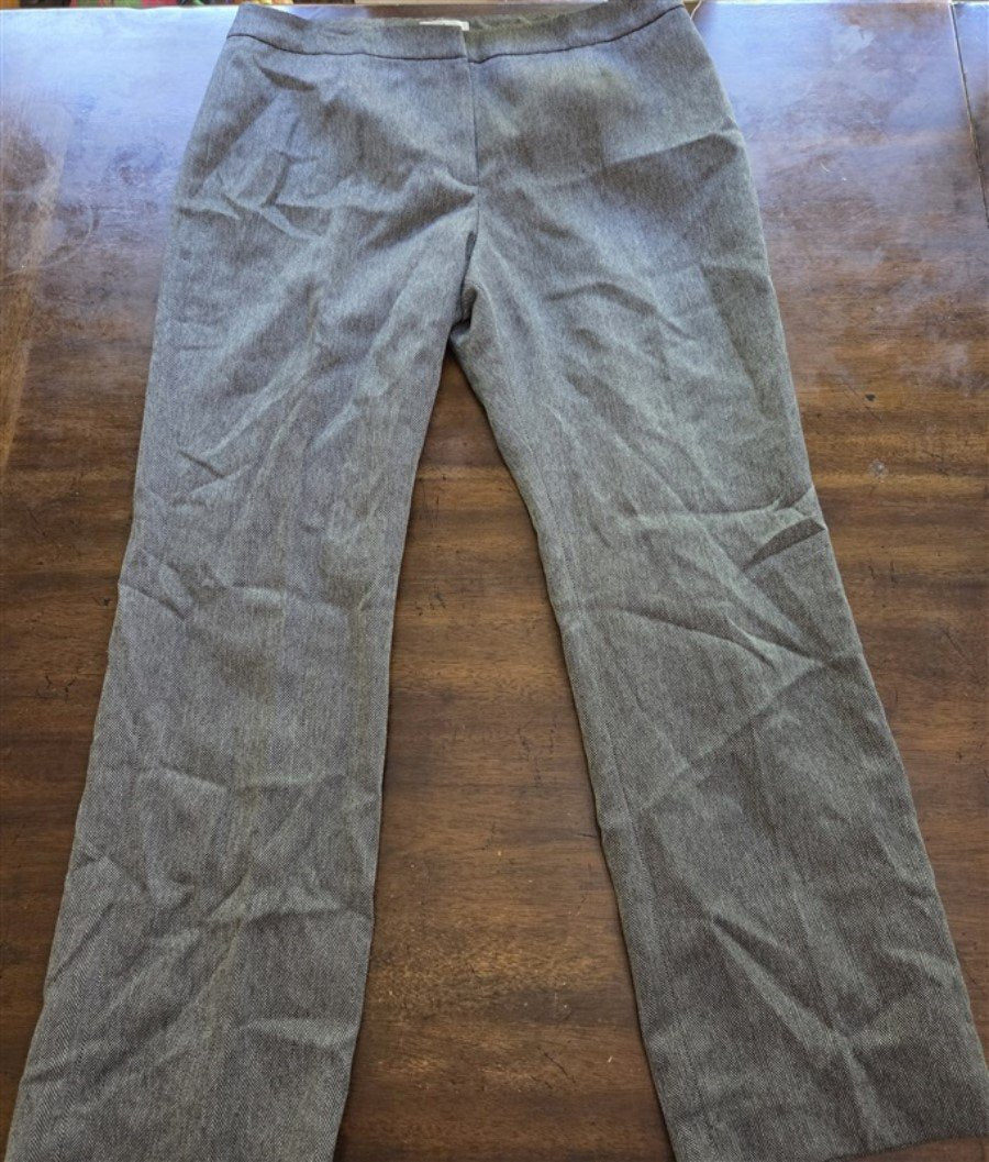 NWOT Le Suit Petites 12P Herringbone Grey Black Dress Trousers Pants #128211