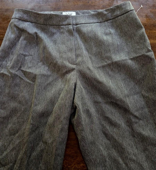 NWOT Le Suit Petites 12P Herringbone Grey Black Dress Trousers Pants #128211
