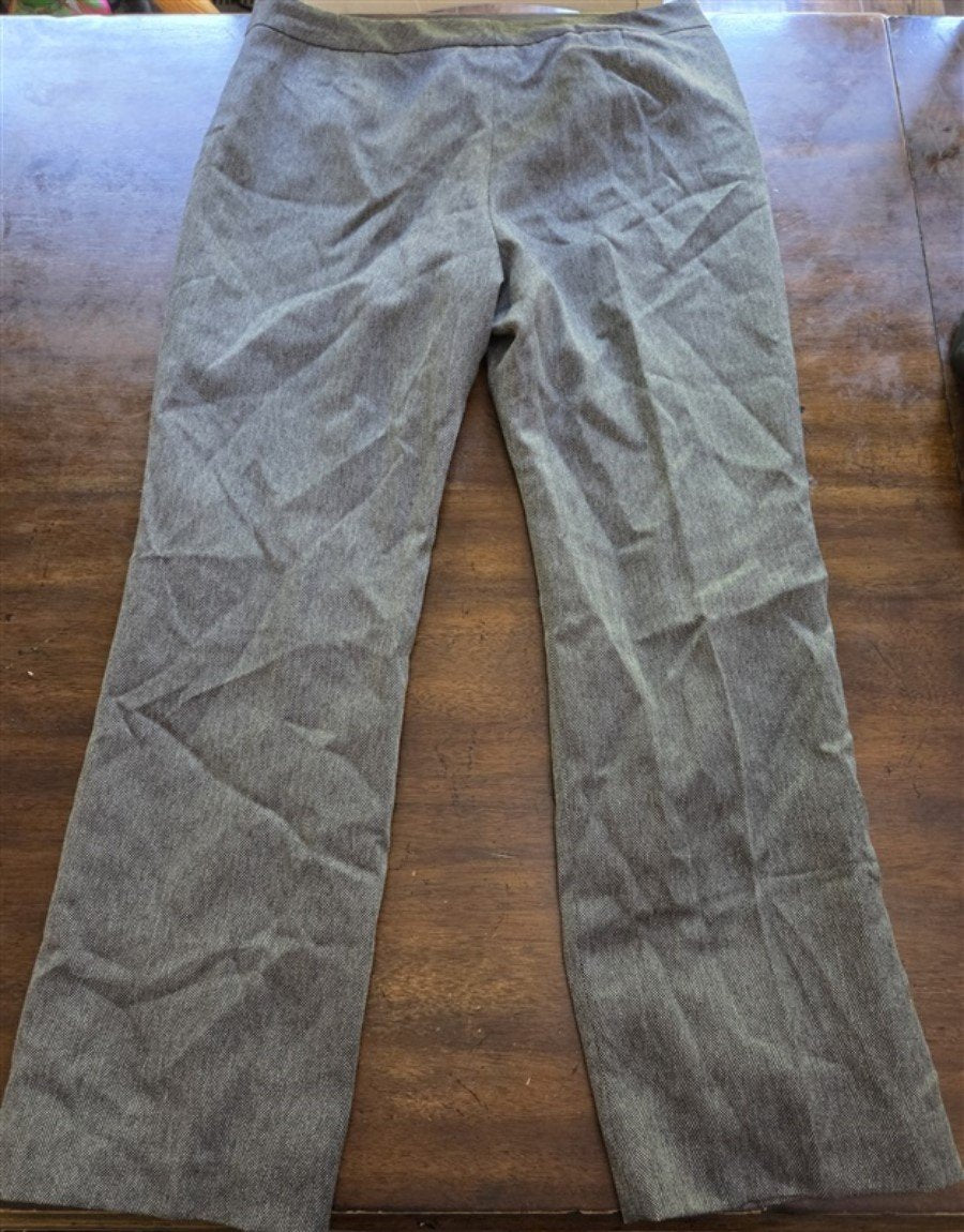 NWOT Le Suit Petites 12P Herringbone Grey Black Dress Trousers Pants #128211