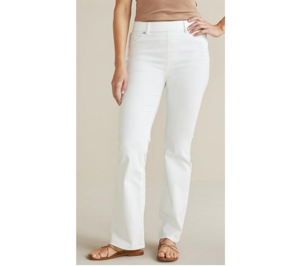 NWD DIY Soft Surroundings PM Petite Ultimate Bootcut Slimming Stretch Jeans Wht