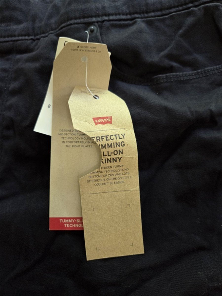 NWT Levis 16 33x32 Perfectly Slimming Pull-On Mid Rise Skinny Jeans Black 128218