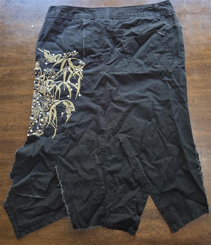 NWOT AZIZ for Anthropologie M Boho Frayed Hem Patchwork Embroidered Skirt 125413
