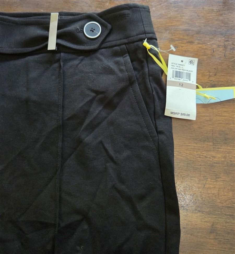 NWT CeCe 12 Pintuck Tapered High-Rise Ponte Knit Pants Trousers Black #128222