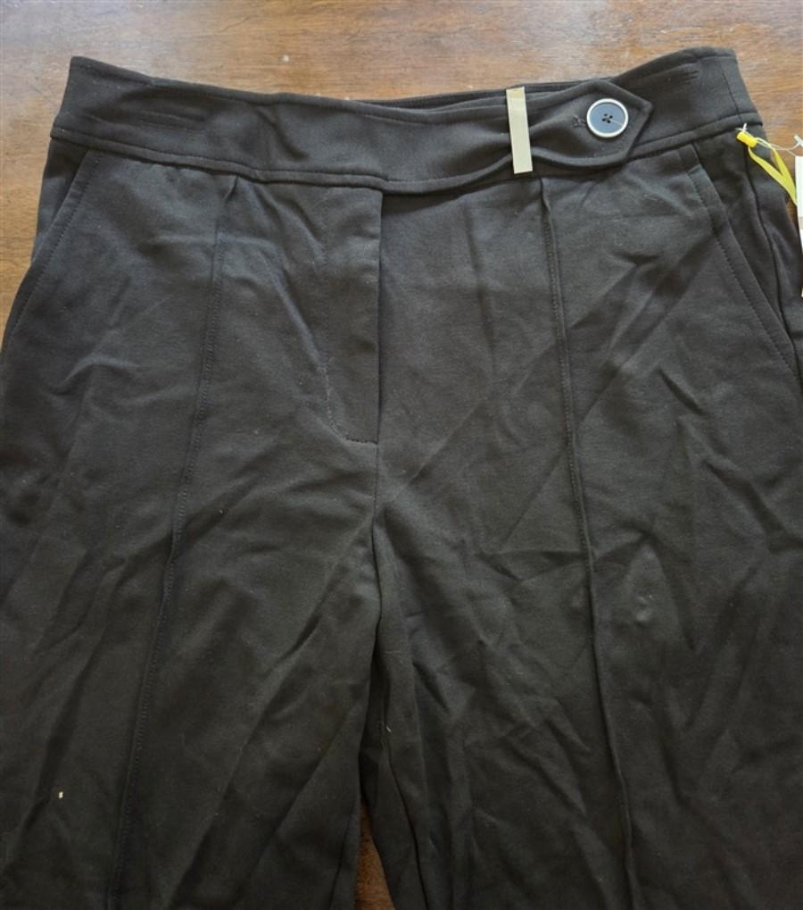 NWT CeCe 12 Pintuck Tapered High-Rise Ponte Knit Pants Trousers Black #128222