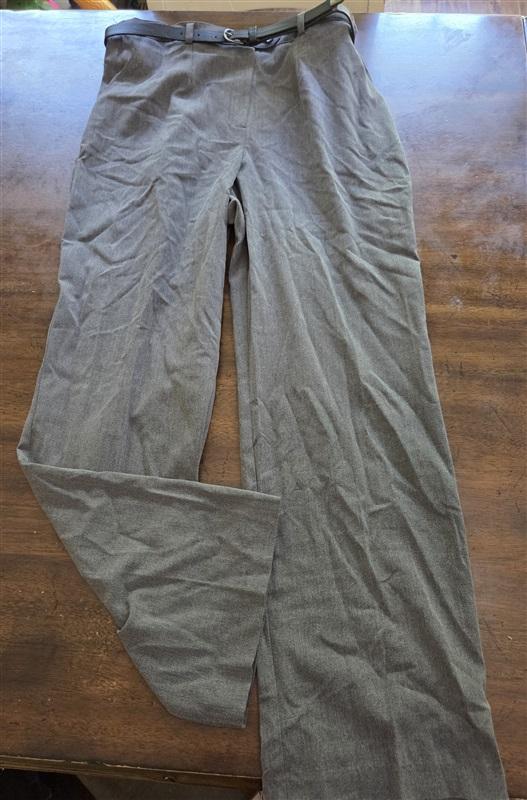 NWT Sag Harbor 12P Petite Stretch Belted Dress Pants Trousers Gray #128224