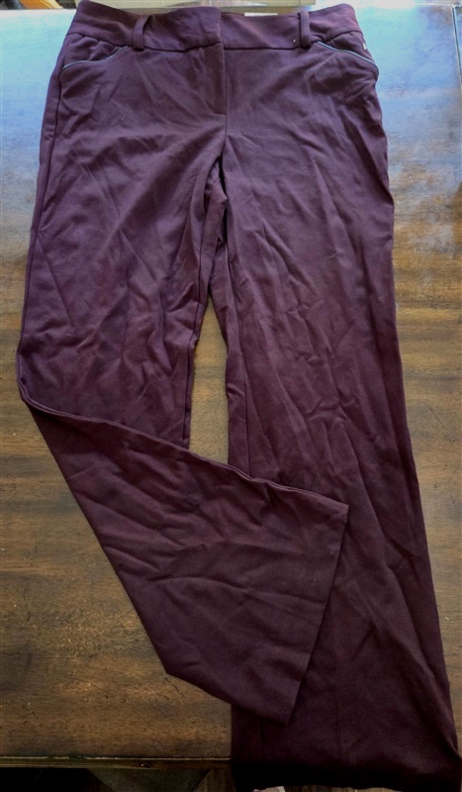 NWT Alfani 12 Trouser Leg Ponte Stretch Tummy Control Dress Pant Burgundy 128225