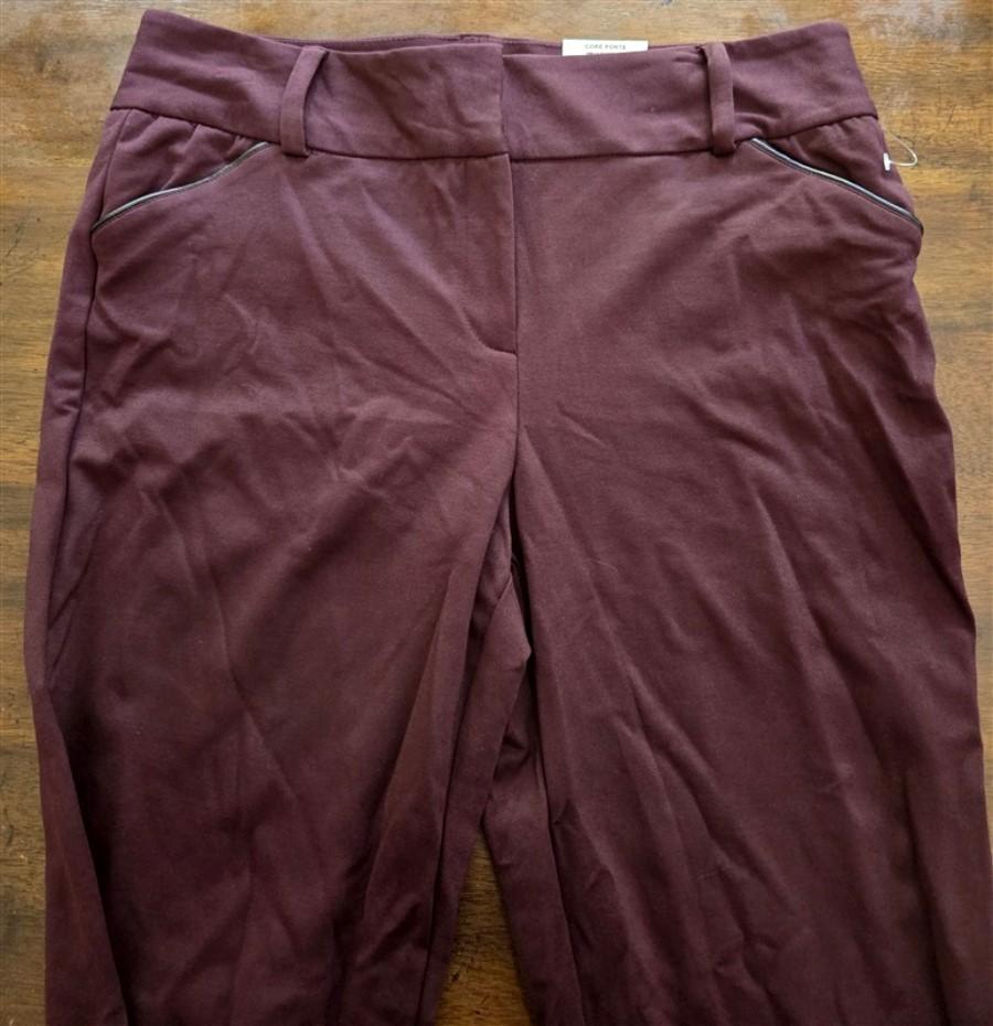 NWT Alfani 12 Trouser Leg Ponte Stretch Tummy Control Dress Pant Burgundy 128225