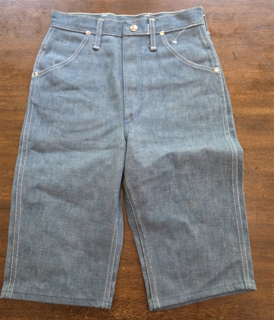 NWT VINTAGE Girls 12 Blue Bell Maverick Western Fit Knee Pants Raw Denim Shorts