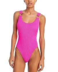 NWT Aqua Swim S O-Ring Metallic Crinkle Scoop Neck 1PC Swimsuit 128243