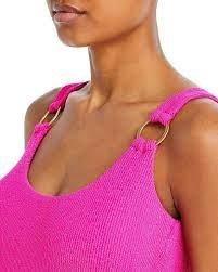 NWT Aqua Swim XS O-Ring Metallic Crinkle Scoop Neck 1PC Swimsuit 128244