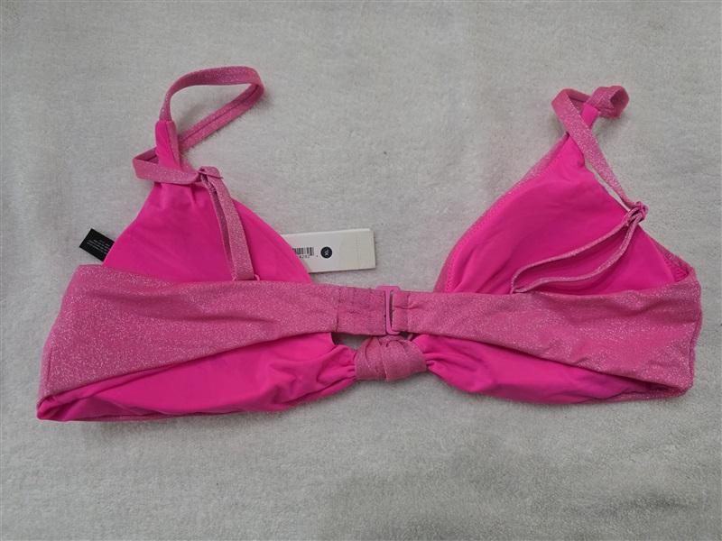 NWT Aqua Swim XL Pop Pink Solid Sparke Twist Bikini Swim Top 128246