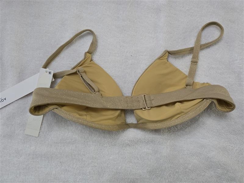 NWT Aqua Swim L Gold Metallic Shimmer Triangle Underwire Bikini Swim Top 128248