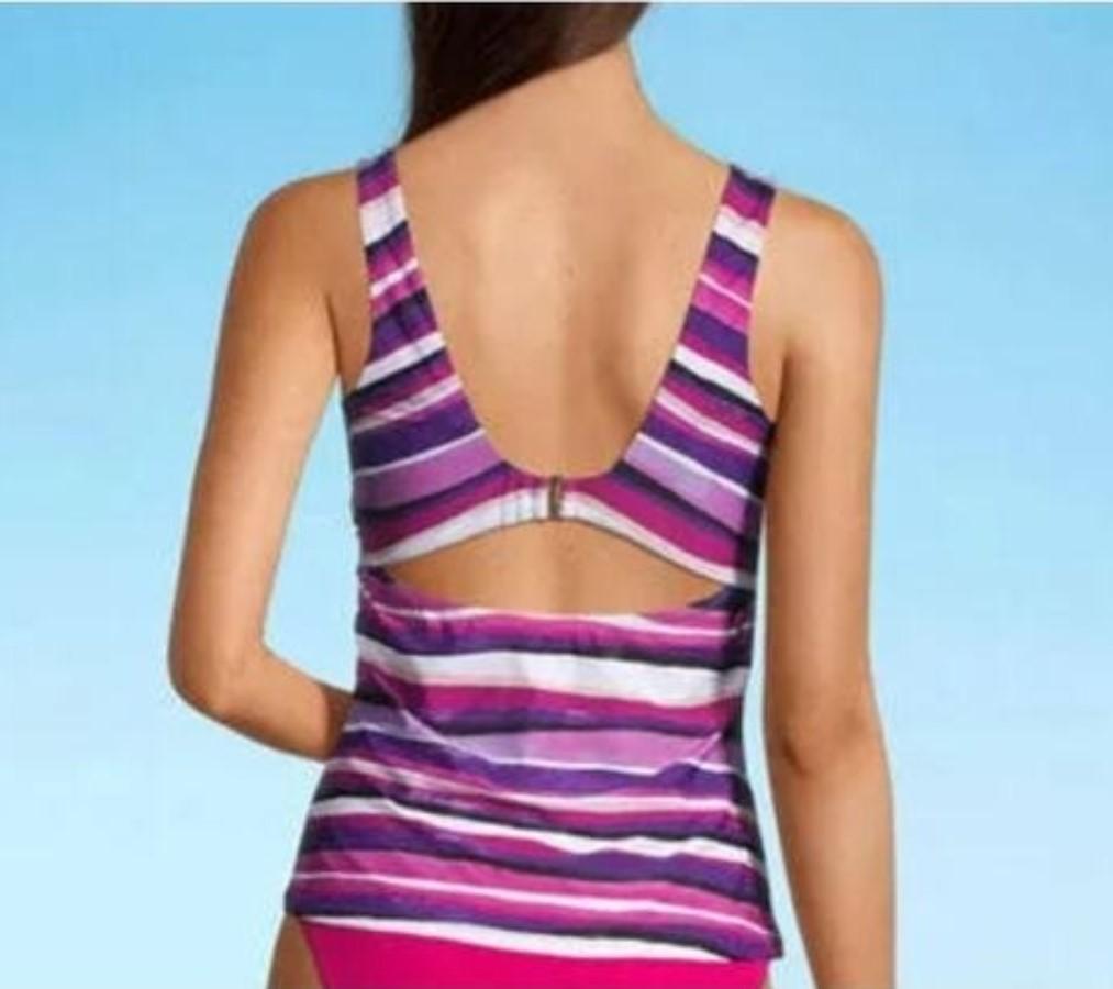 NWT Mynah S Purple Stripe Ring Tankini Swim Top 128251