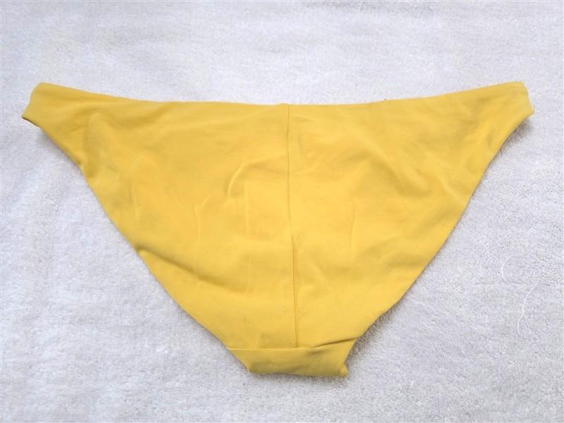 NWT Robin Piccone M Solid Yellow Cheeky Bikini Swim Bottom 125043