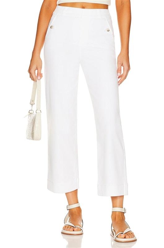 NWT Spanx 1X Stretch Twill Cropped Wide Leg Pants White 128255