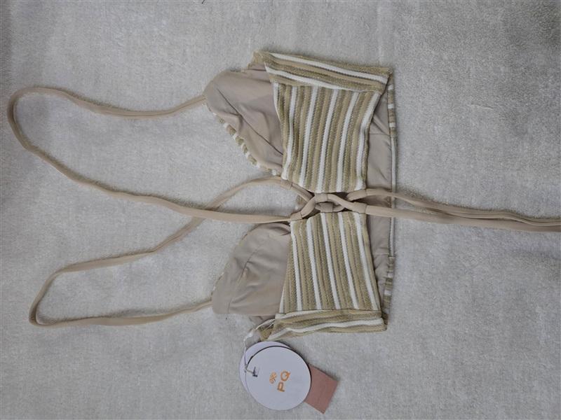 NWT Pilyq S NEW EARTH Corset Bralette Gold Stripe Bikini Top 128257