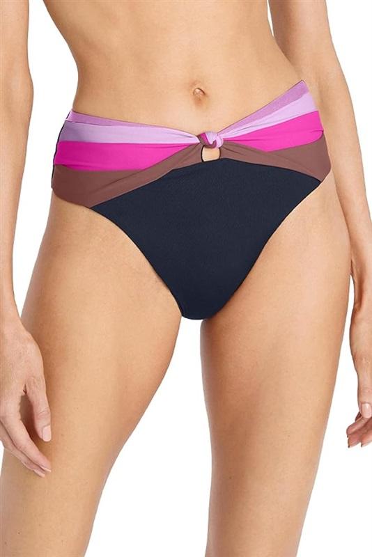 NWOT Robin Piccone M Billie Blue Purple Hi Waist Bottom 128261