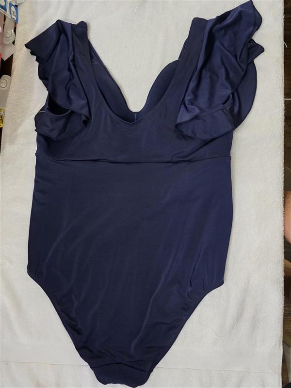 NWOT Lane Bryant 24 Flutter Sleeve Navy Blue Deep V Swimsuit 128263