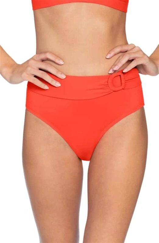 NWOT Robin Piccone Kate L High Waist Bikini Bottoms Orchid Pink 128268