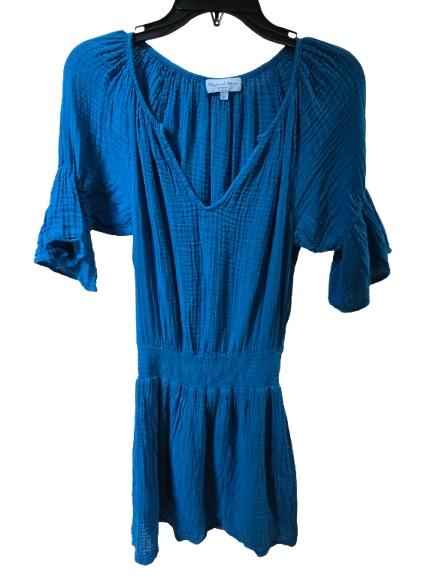NWOT Michael Stars XS Katelyn Gauze Crinkle Dress Bright Blue V Neck 128276