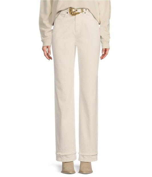 NWT Le' AL.X 29 High Rise Straight Leg Western 5-Pocket Jeans Ivory 128290