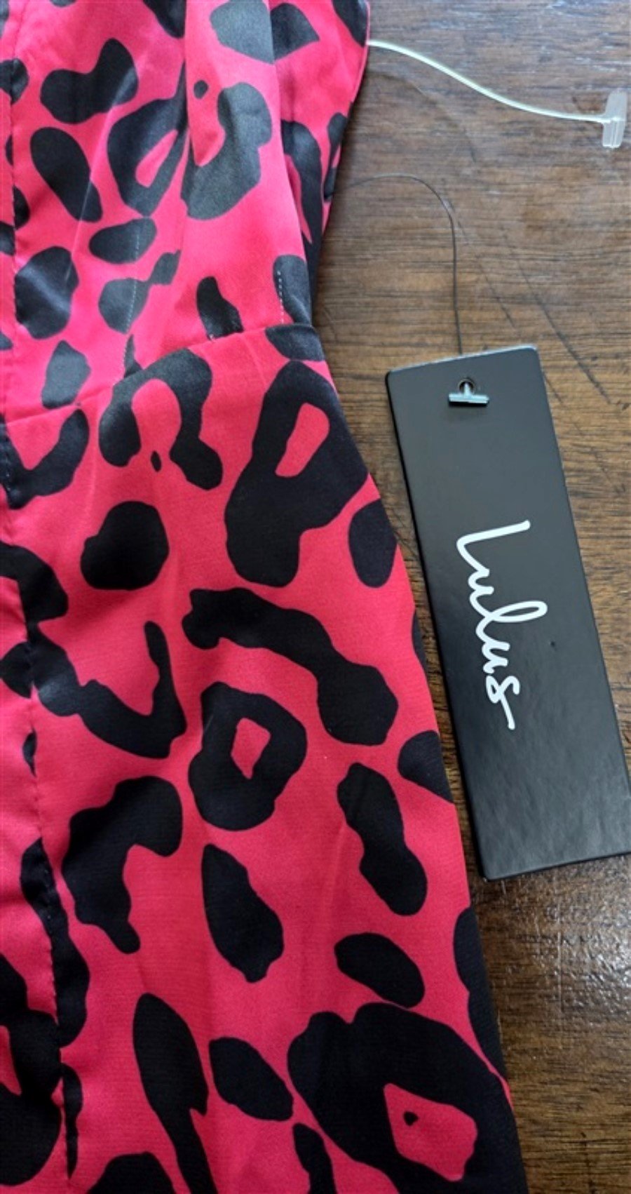 New Lulus L Red & Black Leopard Print Silky Mini Slip Dress 128301