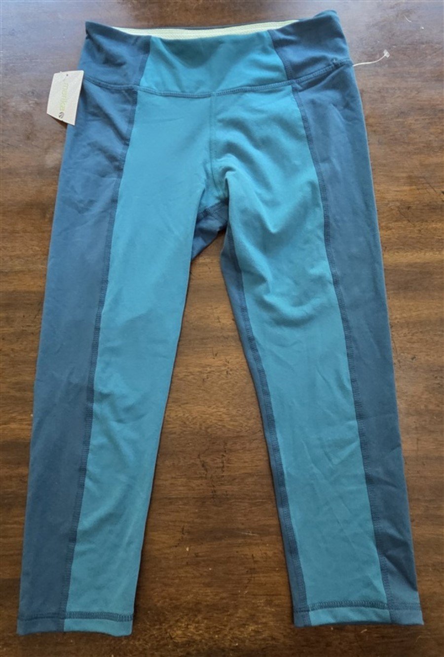 NWT Marika S (4-6) Sport Performance Capri Leggings Blue Colorblock#128303
