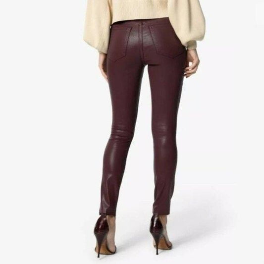 NWT Joe's Jeans 29 Charlie high Rise Skinny Ankle Coated Wine Jeans 128306