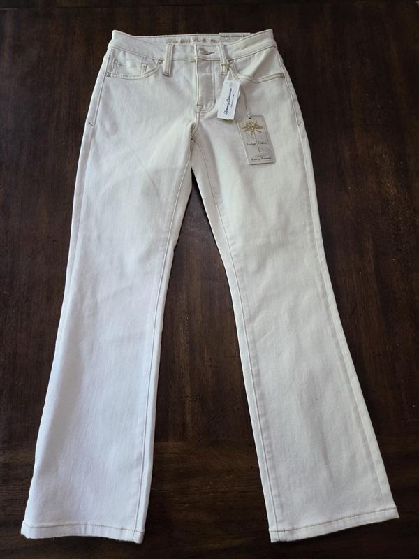 NWT Tommy Bahama 0 Mid Rise Crop Mini Boot Cut Ivory Jeans 128309