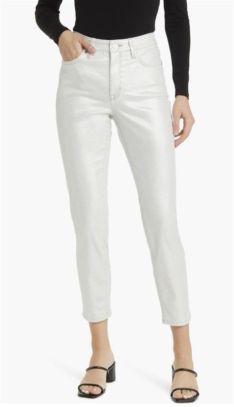 NWT Tommy Bahama 10 Metallic Silver Denim HR Ankle Jeans 128315