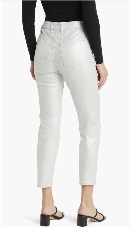 NWT Tommy Bahama 10 Metallic Silver Denim HR Ankle Jeans 128315
