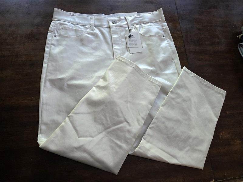 NWT Tommy Bahama 10 Metallic Silver Denim HR Ankle Jeans 128315