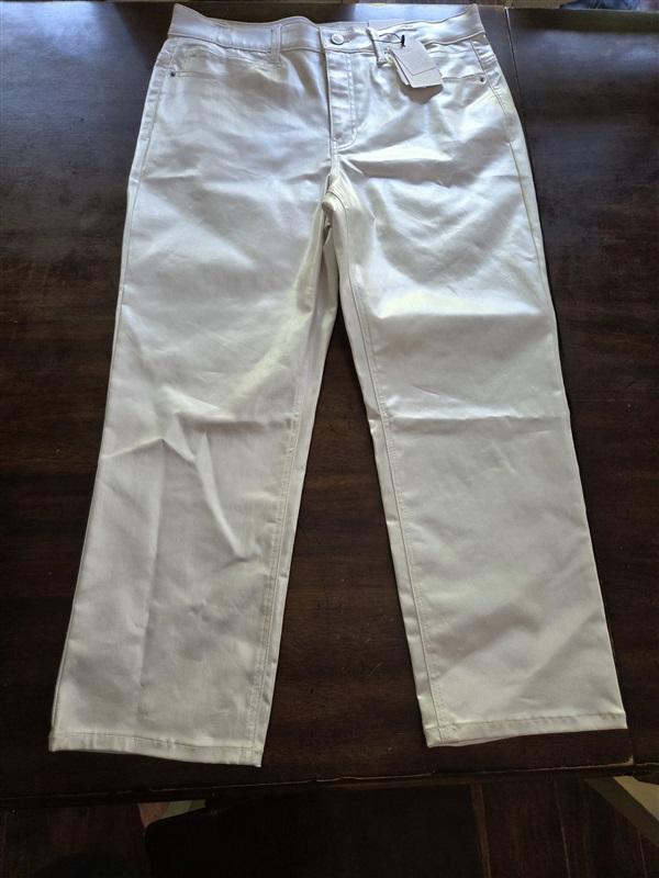 NWT Tommy Bahama 10 Metallic Silver Denim HR Ankle Jeans 128315