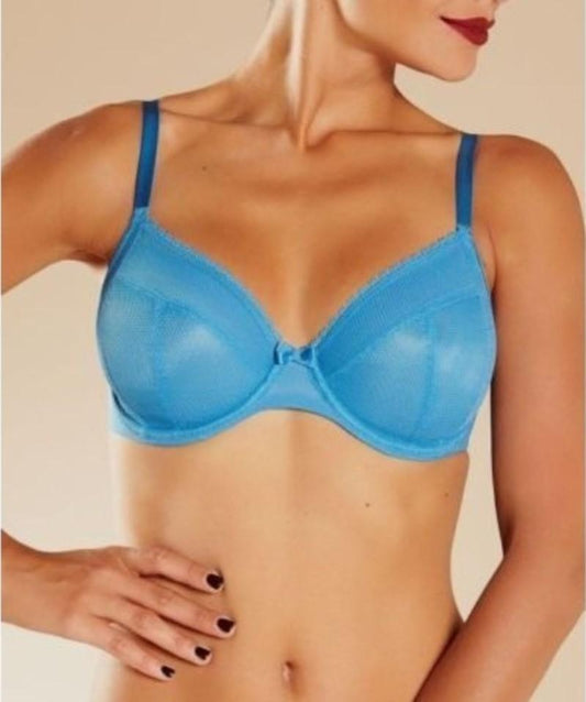 NWT Chantelle 38DDDD Parisian Multi-Part Plunge Underwire Bra 1471 Teal 128364