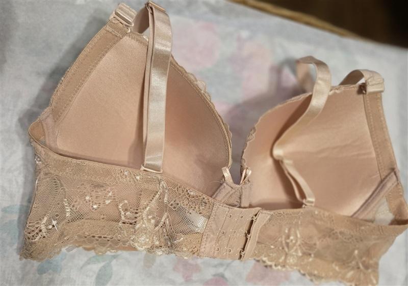 NWOT Parisian 38C Push Up Plunge Lace Bra Beige 128382