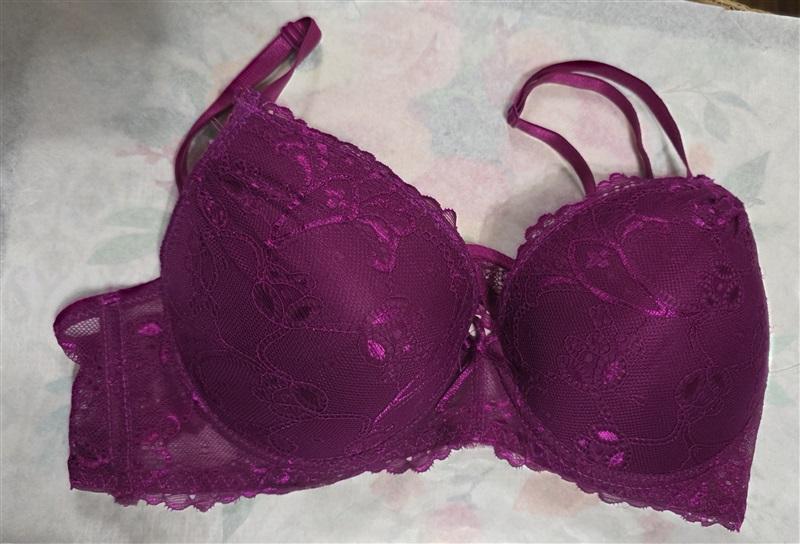 NWOT Parisian 38B Push Up Plunge Lace Bra Fuchsia Pink 128384