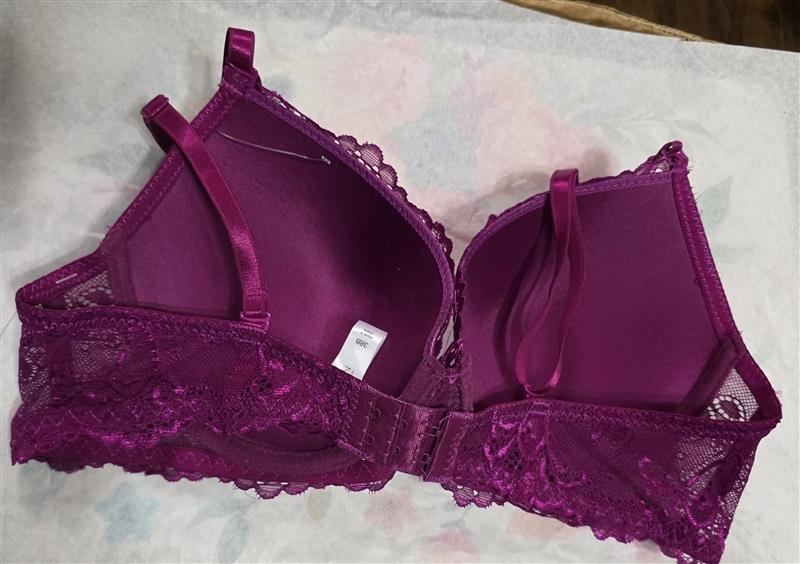 NWOT Parisian 36c Push Up Plunge Lace Bra Fuchsia Pink 128385