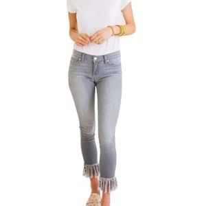 NWT Liverpool 8 29 Fringe Hem Pumice Gray Fray Jeans Crop Straight 128400