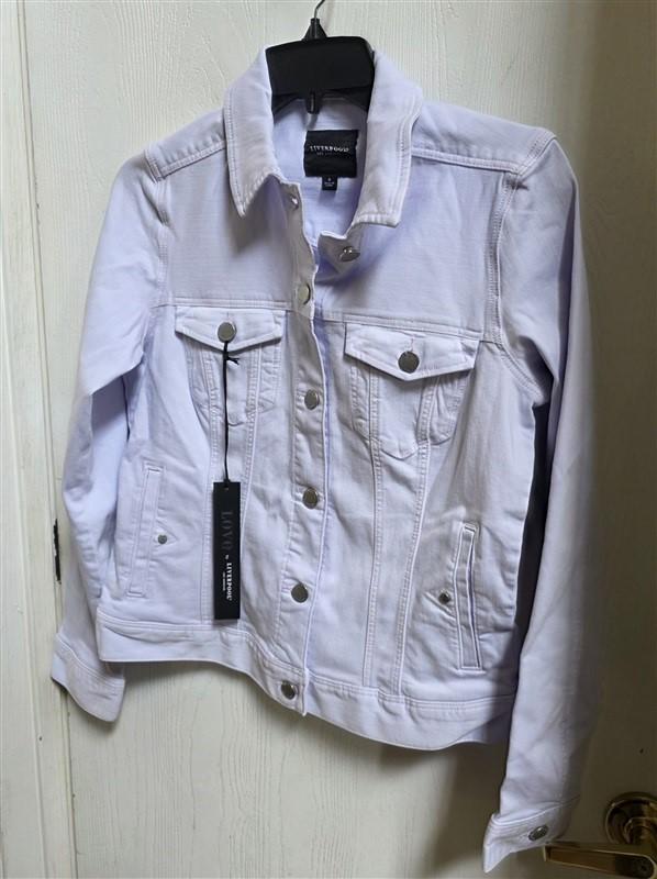 NWT Liverpool SM Kolten Denim Jean Jacket Lilac Rose Stretch 128402