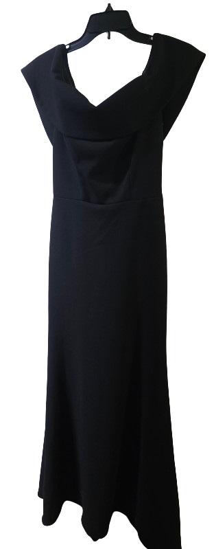 NWOTD AQUA Off-the-Shoulder Scuba Crepe Long Gown Black 128403