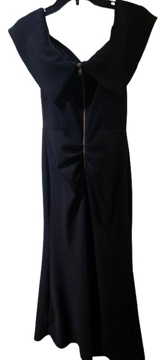 NWOTD AQUA Off-the-Shoulder Scuba Crepe Long Gown Black 128403