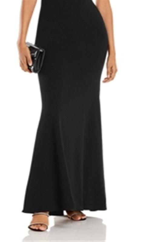 NWOTD AQUA Off-the-Shoulder Scuba Crepe Long Gown Black 128403