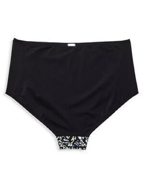 NEW Calvin Klein XS Pleated High-Waist Bikini Bottoms Color Ditsy Black 128406