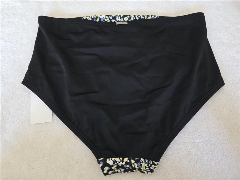 NEW Calvin Klein XS Pleated High-Waist Bikini Bottoms Color Ditsy Black 128406
