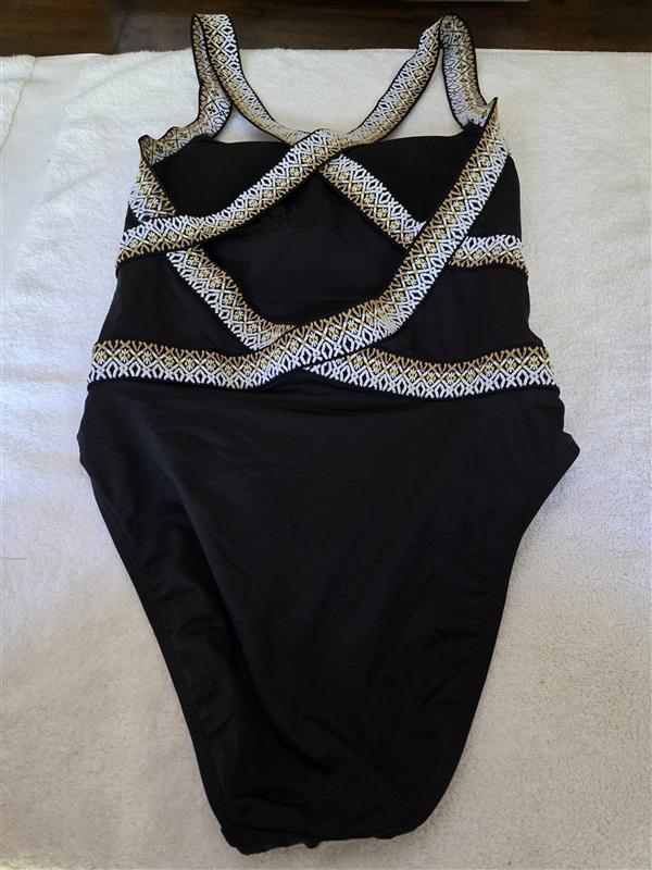 NWT Kenneth Cole S REACTION SAMPLE Black Ribbon 1pc Swimsuit 128443