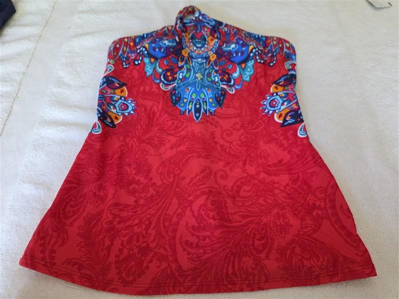 NWOT Ralph Lauren 6 Halter Bandeau Tankini Scarf Swim Top Sample 128446