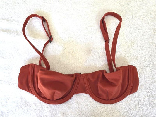 NWOT CUUP 30C 32B 34A Balconette Underwire Orange Bikini Swim Top 128447