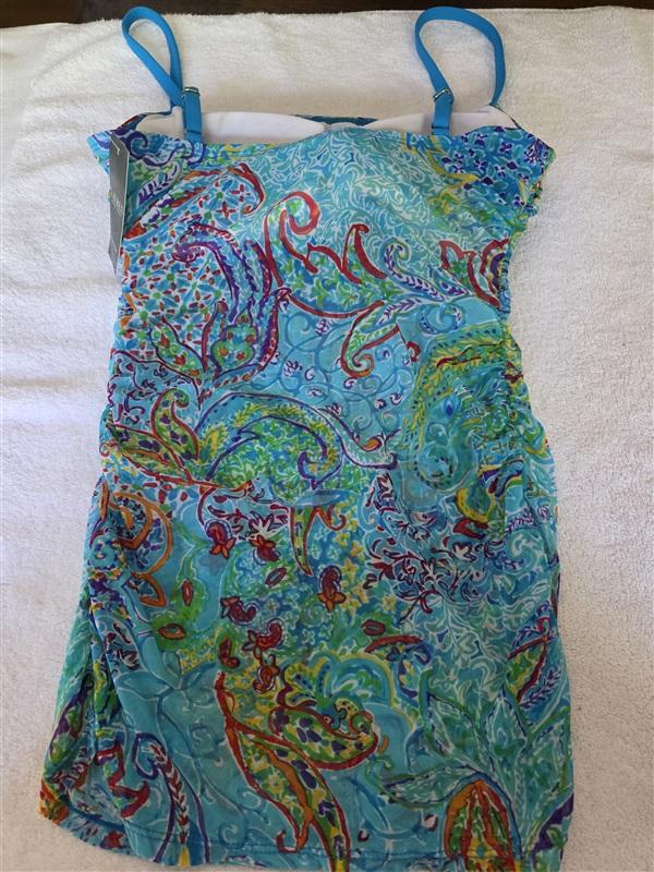 NWT Ralph Lauren 6 Maillot Tankini Swim Top Blue Paisley 128457